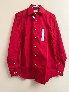 Croft & Barrow Men’s Classic Fit Red Button Down Dress Shirt 15.5 34/35 NWT